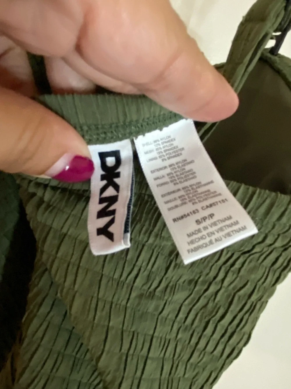 DKNY U-Wire Olive Green Textured One-Piece Swimsuit - Picture 5 of 10
